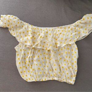 Yellow Floral Off-Shoulder Top